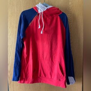Ampersand Ave double hood. Red/white/blue. Size XXL (fits more like Lg).